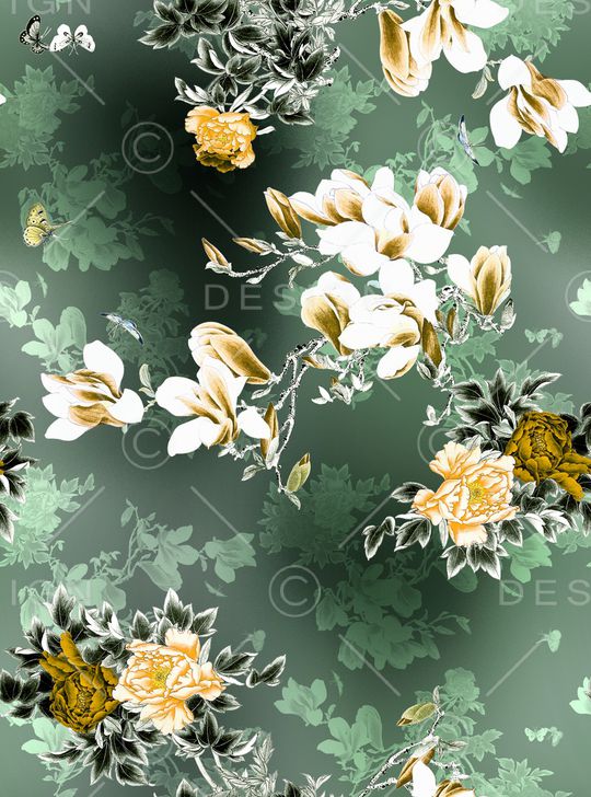 玉兰花印花华亿平台图片