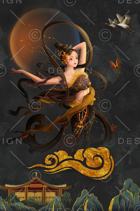 中国风定位花印花华亿平台图片