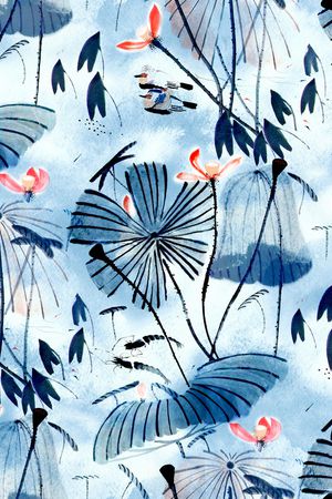 青花瓷印花华亿平台图片