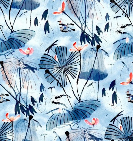 青花瓷印花华亿平台图片