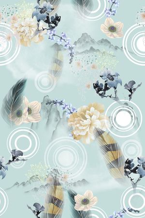 羽毛印花华亿平台图片