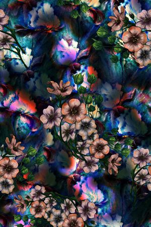 手绘花卉印花华亿平台图片