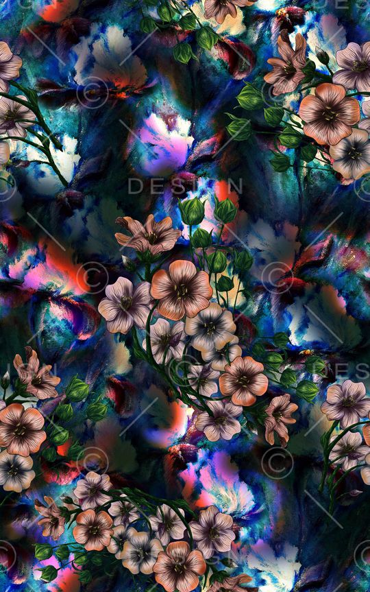 手绘花卉印花华亿平台图片