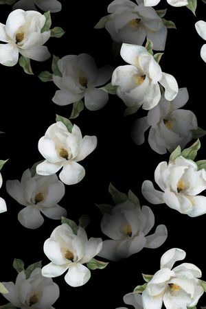 黑底花卉印花华亿平台图片