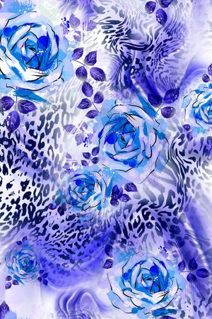 蓝色妖姬印花华亿平台图片