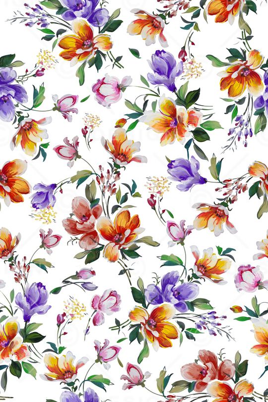 清爽底花卉印花华亿平台图片