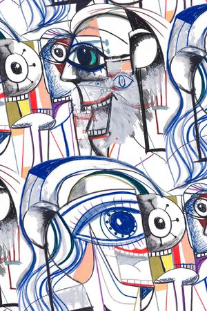 抽象男装印花华亿平台图片