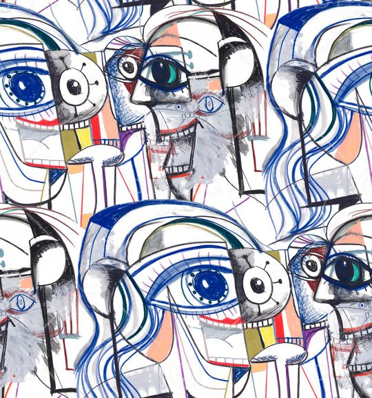 抽象男装印花华亿平台图片