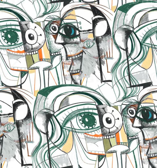 抽象男装印花华亿平台图片