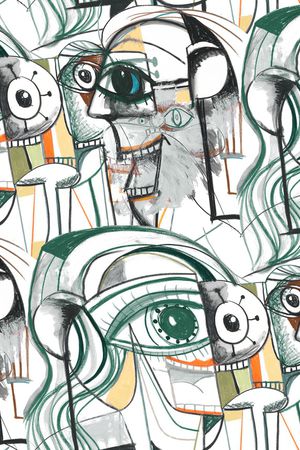 抽象男装印花华亿平台图片