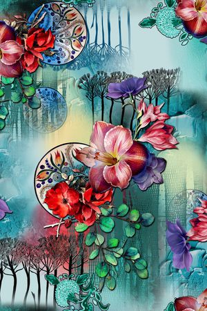 花卉印花华亿平台图片