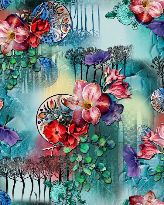 花卉印花华亿平台图片