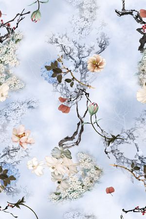 朦胧花卉印花华亿平台图片