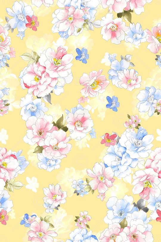 清爽底花卉印花华亿平台图片