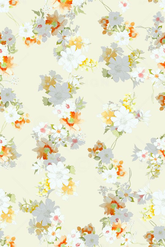 清爽底花卉印花华亿平台图片