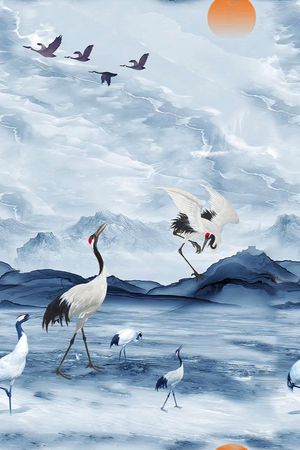 仙鹤印花华亿平台图片