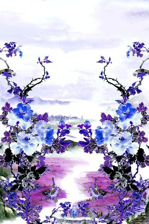 山水画印花华亿平台图片