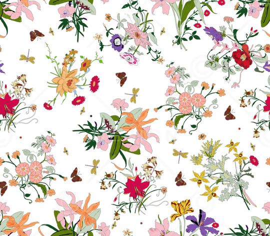 花卉蝴蝶印花华亿平台图片