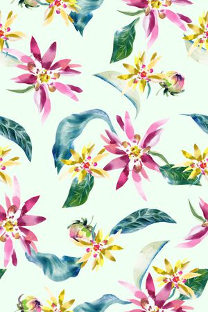 清爽底花卉印花华亿平台图片