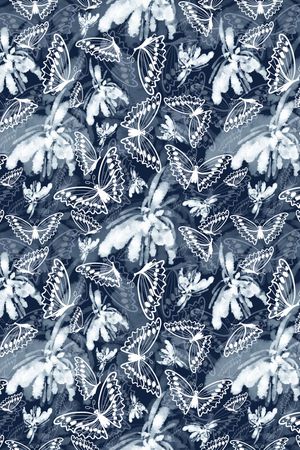 花卉蝴蝶印花华亿平台图片