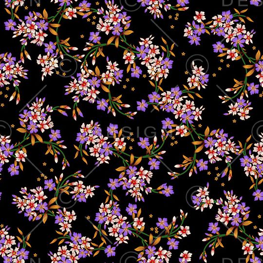 清爽底花卉印花华亿平台图片