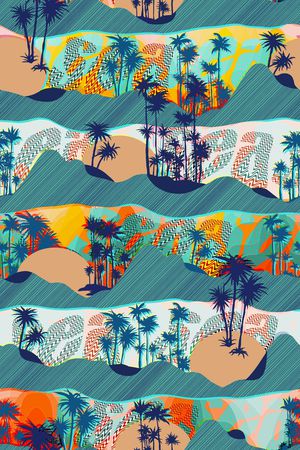 椰子树印花华亿平台图片