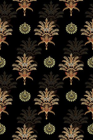 黑底花卉印花华亿平台图片