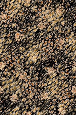 黑底花卉印花华亿平台图片