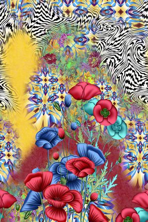 罂粟花印花华亿平台图片