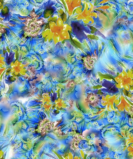 水彩花卉印花华亿平台图片