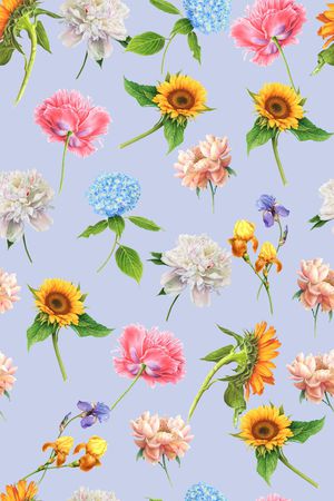 清爽底花卉印花华亿平台图片