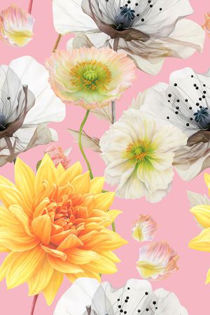 清爽底花卉印花华亿平台图片