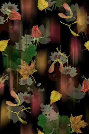 黑底花卉印花华亿平台图片