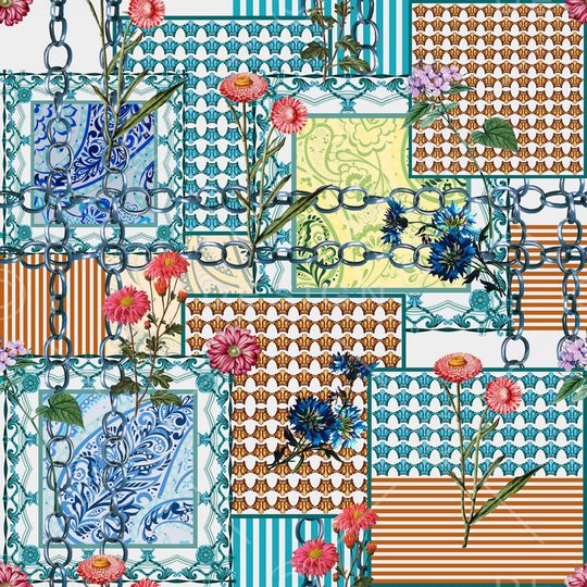 几何花卉印花华亿平台图片