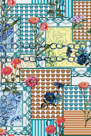 几何花卉印花华亿平台图片