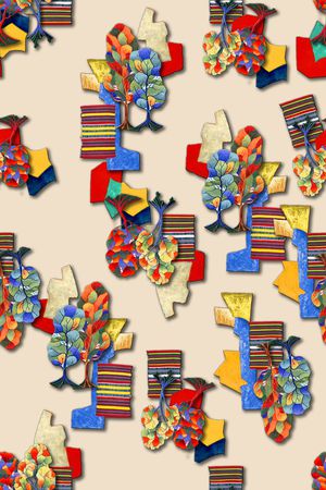 抽象方块肌理印花华亿平台图片