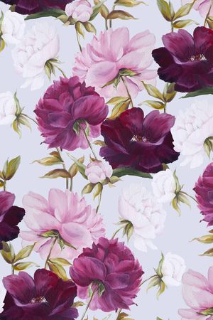 手绘大花印花华亿平台图片