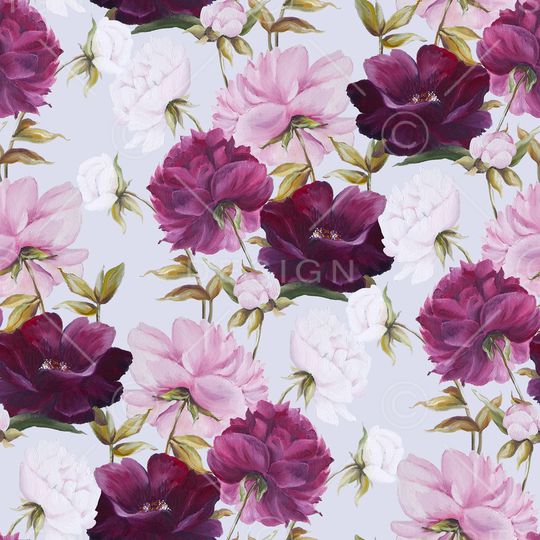 手绘大花印花华亿平台图片