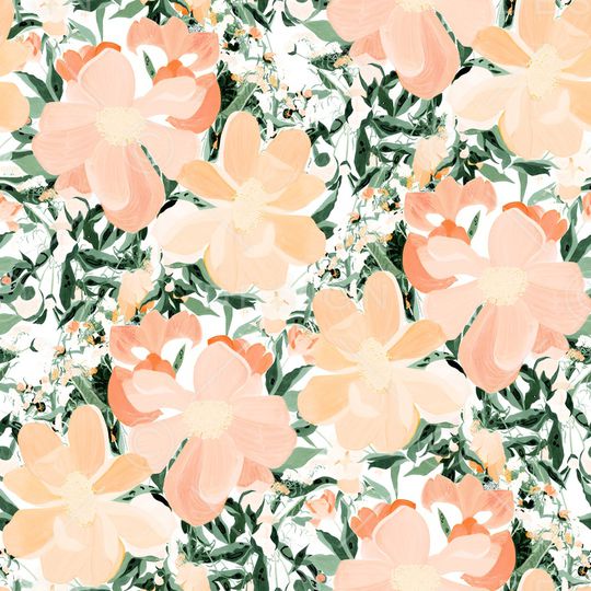 手绘大花印花华亿平台图片