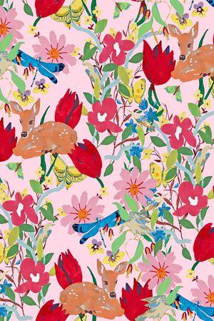 手绘大花印花华亿平台图片