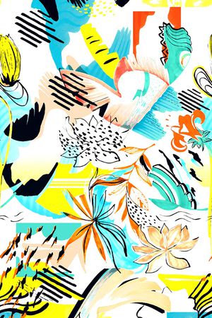 几何花卉印花华亿平台图片