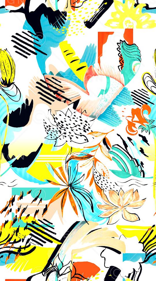 几何花卉印花华亿平台图片