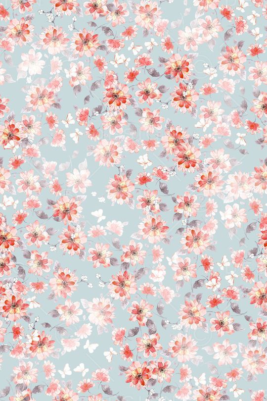 清爽底花卉印花华亿平台图片