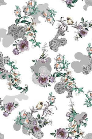 花鸟印花华亿平台图片