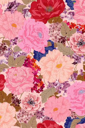 手绘大花印花华亿平台图片