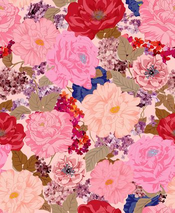 手绘大花印花华亿平台图片