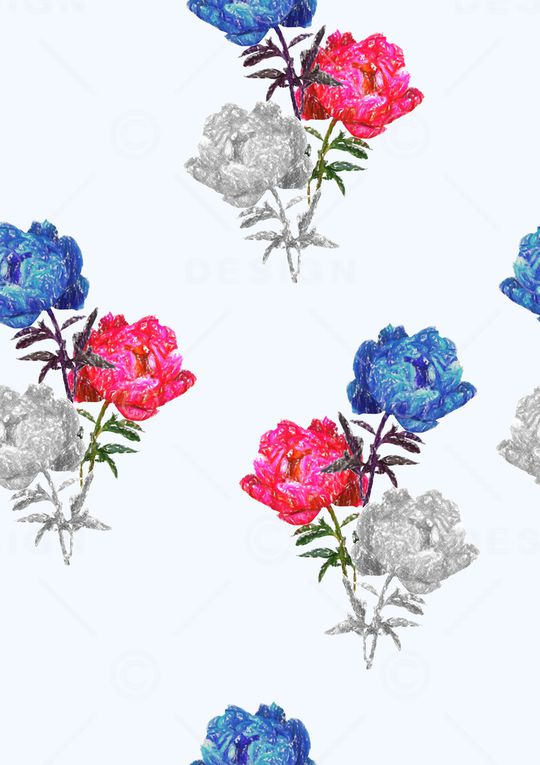 清爽底花卉印花华亿平台图片