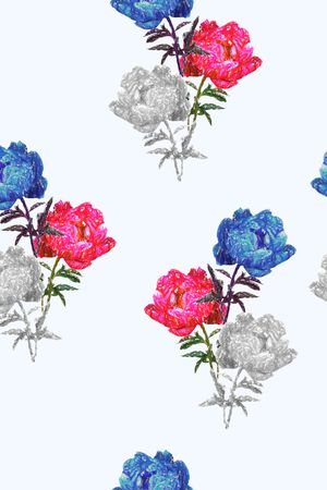 清爽底花卉印花华亿平台图片