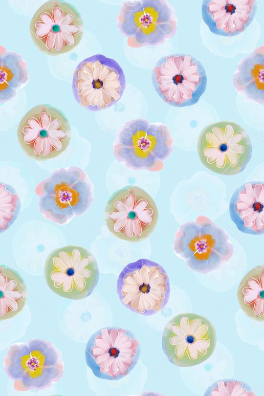 清爽底花卉印花华亿平台图片