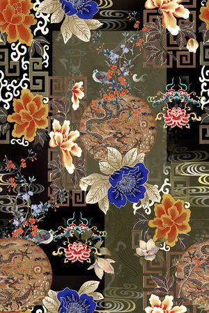 花卉印花华亿平台图片